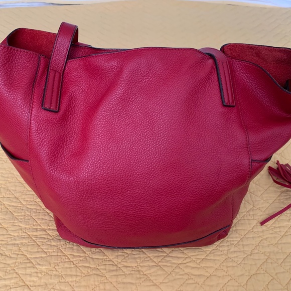 Michael Kors Large Leather Red Tote with Tassels - Picture 3 of 16